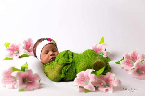 Newborn - Bebe durmiendo con flores 2